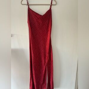 Used red satin dress S ( light damage-see photos)